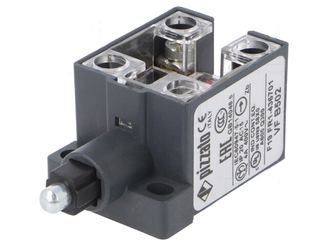 Eindschakelaar; metalen pen; NO + NC; 10A; max.400VAC; max.250VDC Eindschakelaar; metalen pen; NO + NC; 10A; max.400VAC; max.250VDC